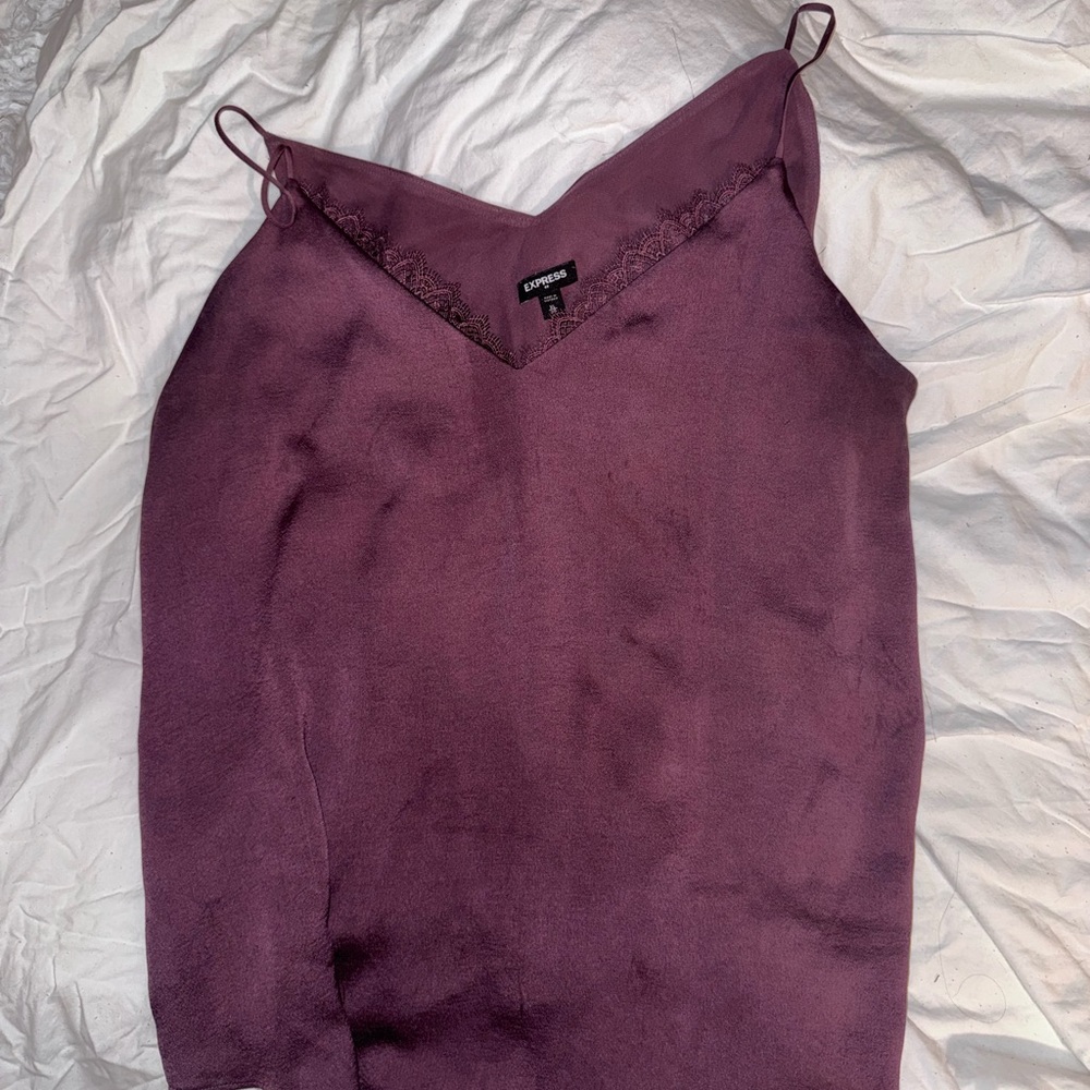 Express Deep Purple Cami with Lace Detail